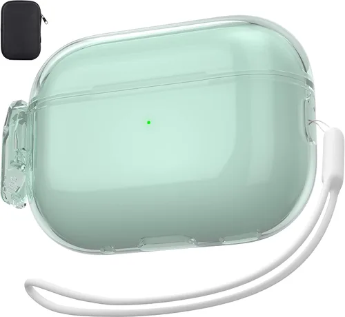 Miniatura 18 de Valkit - Funda transparente protectora para estuche de AirPods, con llavero, poliuretano termoplástico suave, a prueba de golpes, compatible