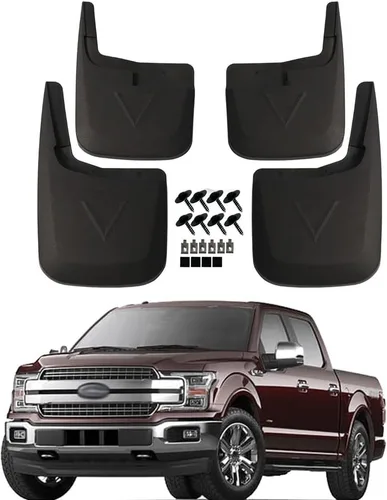 KCOOL Aletas de barro compatibles con Ford 2015-2020 F150 sin guardabarros OEM Juego de guardabarros delantero y trasero (juego de 4 piezas)