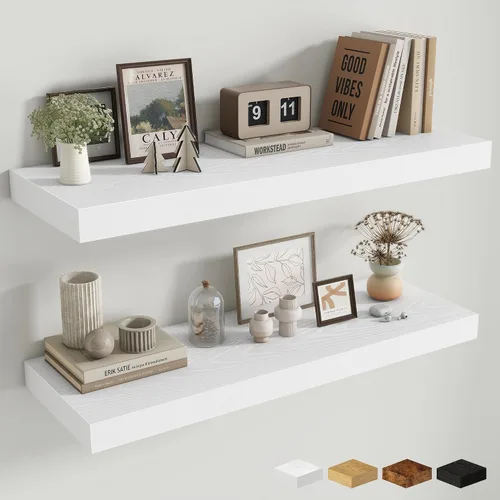 Miniatura 99 de Estantes flotantes de 48 pulgadas para pared, estante de chimenea de 10 pulgadas de profundidad, estantes flotantes de madera para pared, estantes
