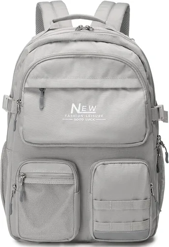 Miniatura 12 de Mochila para adolescentes, niñas, niños, resistente al agua con bolsillo para laptop de 15.6 pulgadas para viajes, escuela, universidad, Beige