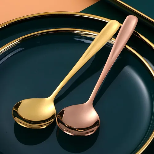 Miniatura 6 de 8-Piece Stainless Steel Table Spoons, 7 Inch Soup Spoons for Cereal, Dessert, Soup, Coffee & Tea(black）