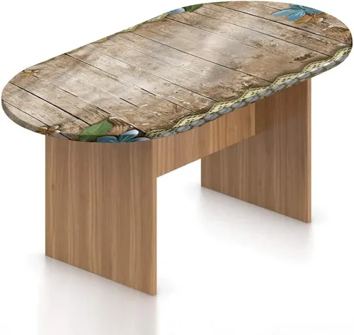 Miniatura 25 de XISUNYA Mantel ovalado ajustable, mantel de poliéster elástico de pavo real, mantel ajustable con estampado de flor de primavera japonesa, se adapta