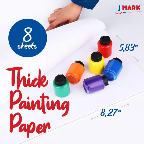 Miniatura 5 de J MARK Juego de pintura para niños pequeños de 38 piezas, incluye pintura de témpera lavable, bata de arte, papel de pintura, pinceles, herramientas