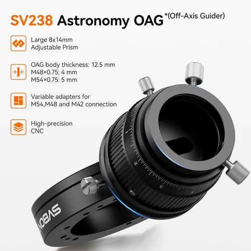 Miniatura 6 de SVBONY Kit de astrofotografía, telescopio SV545 Petzval Lens APO y SV238 guía fuera de eje con cajón de filtro M48, F4.5, 7.992 in de longitud