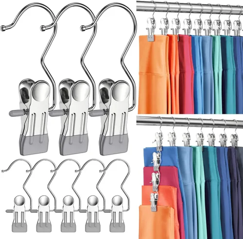 Miniatura 8 de 12 paquetes de perchas para pantalones con clip, organizador de leggings para colgar en el armario, perchas para pantalones de yoga que ahorran