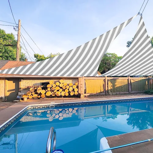 Miniatura 15 de E&K Sunrise - Toldo parasol triangular de 10 x 10 x 10 pies, bloquea los rayos UV, para patio, jardín, al aire libre (azul)