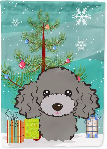 Miniatura 34 de Caroline's Treasures BB1622CHF - Bandera de casa Shih Tzu con árbol de Navidad y gris plateado para porche, grande, para colgar en la pared