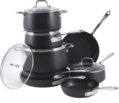All-Clad HA1 - Juego de utensilios de cocina anodizados duros antiadherentes, 13 piezas, apto para horno de inducción y asador seguro hasta 500°F,