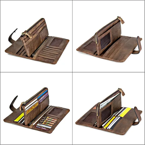 Miniatura 6 de LETEULO Cartera con cierre de bloqueo RFID para mujer, organizador vintage de carteras para frotar a mano