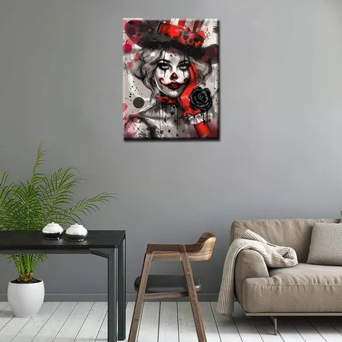 Miniatura 2 de Tucocoo Kits de pintura de diamantes 5D para adultos, payaso negro y rojo, taladro completo, diamante redondo, punto de cruz, pintura fácil por Obra
