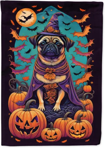 Miniatura 20 de Caroline's Treasures DAC1466GF - Bandera decorativa para jardín de Halloween de Affenpinscher Witchy para jardín, decoración para patio exterior