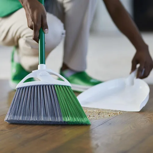 Miniatura 4 de Libman Commercial 206 - Escoba angular de precisión con bandeja para el polvo, mango de acero, 11 pulgadas de ancho, verde y blanco (paquete de 4)