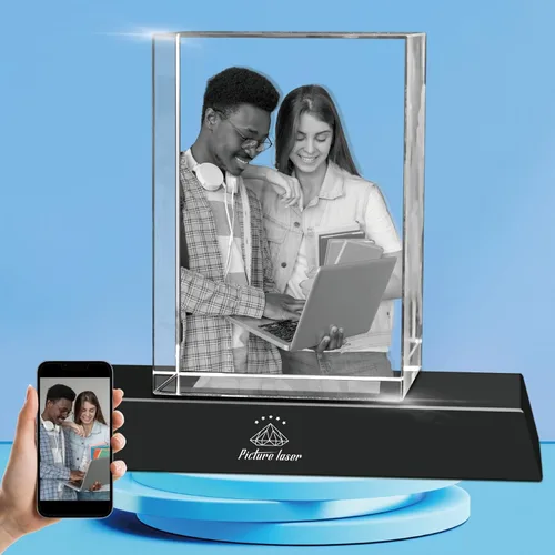 Miniatura 13 de Foto de cristal 3D con base de luz LED, regalos personalizados con tu propia foto, grabado láser imágenes 3D y texto personalizado, pequeño