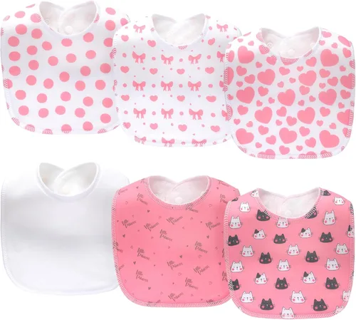 Miniatura 24 de Paquete de 8 baberos unisex ajustables con broches de presión, ultra suaves, absorbentes, babeo, dentición para niños y niñas Blanco
