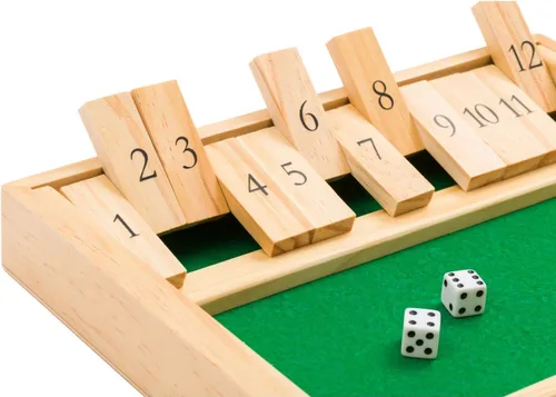 Miniatura 4 de Regal Games - Juego de mesa «Shut the box», juego matemático divertido con tablero de madera para adultos y niños - Juego de dados de 12 casillas