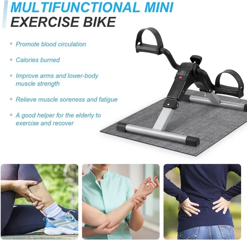 Miniatura 4 de Uten ejercitador de pedales plegable, ejercitador de pedales de bicicleta bajo escritorio, mini bicicleta de ejercicio bajo escritorio con pedal