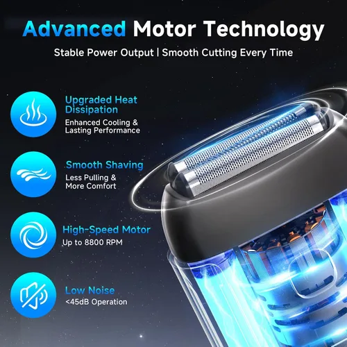 Miniatura 3 de Afeitadoras de lámina eléctricas para hombres: Mini afeitadora eléctrica con 3 cuchillas flotantes, afeitadora de lámina impermeable IPX7