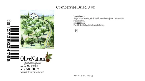 OliveNation Arándanos secos, frutas secas endulzadas sin sulfito para cocinar, hornear, mezcla de frutos secos, aperitivos, sin OMG, sin gluten,