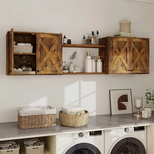Miniatura 6 de YOURLITE Armario de lavandería, botiquín de medicina, almacenamiento de baño, cocina, organizador de pared con estantes sobre el inodoro, un juego