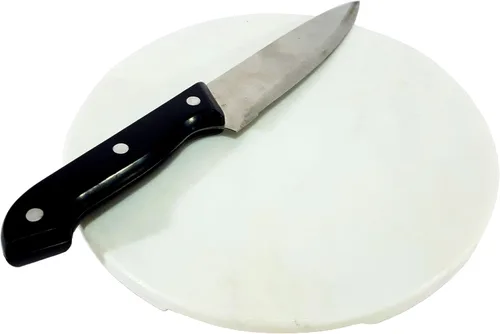 Miniatura 3 de KLEO Tabla de cortar de mármol, tabla redonda para quesos y plato de vino, tamaño mediano (9 pulgadas redonda), color blanco