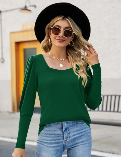 Miniatura 3 de Ivicoer Puff Sleeve Fall Tops Cozy Shirts Long Sleeve Blouse Tunics Shirt for Women Dressy S-XXL