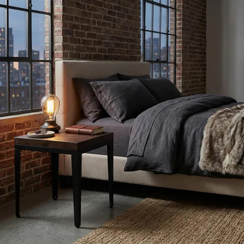 Miniatura 8 de Cortesi Home Omaha - Mesa auxiliar en madera maciza y meta, 22 pulgadas de alto, marrón oscuro