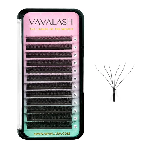 Miniatura 24 de VAVALASH Extensiones de pestañas en forma de W, con abanico prefabricado 3D, rizado D, extensiones de pestañas de volumen fáciles de abanico
