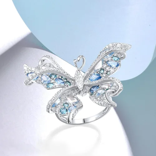 Miniatura 3 de Santuzza Anillo de mariposa de plata de ley para mujer