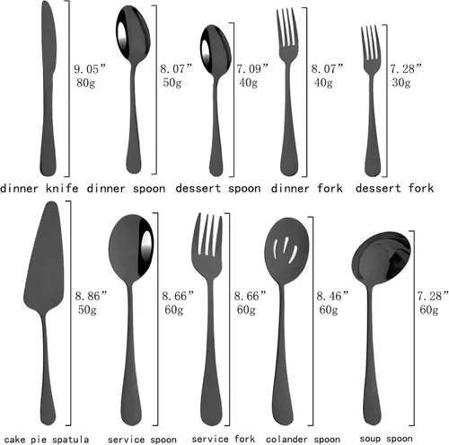 Miniatura 4 de JASHII Juego de cubiertos de 25 piezas con tenedor y cuchara con utensilios para servir para 4, cubiertos de acero inoxidable de grado alimenticio