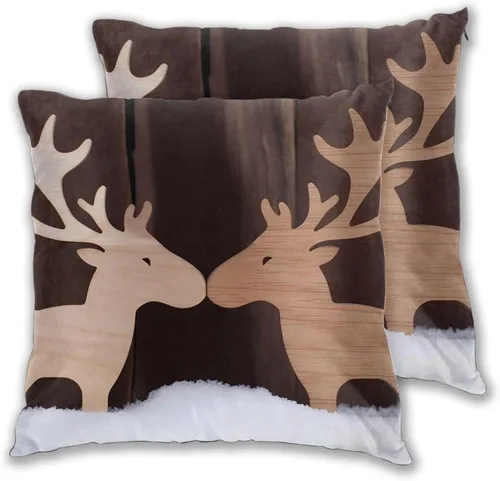 Miniatura 12 de Juego de 2 fundas de almohada cuadradas de Acción de Gracias, hojas de arce otoñales, fundas protectoras para sofá con cremallera oculta, 16 x 16