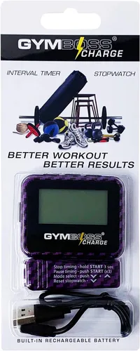 Miniatura 8 de Gymboss Temporizador de intervalo de carga y cronómetro y correa de reloj - Paquete Carbon Purple