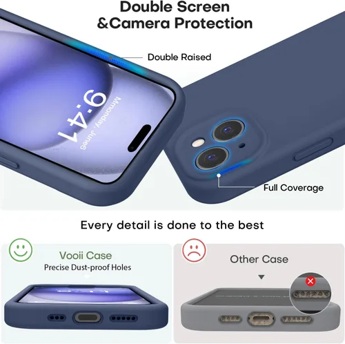 Miniatura 3 de Vooii Compatible con iPhone 15, silicona líquida Defender mejorada, protección mejorada de la cámara, forro de microfibra antiarañazos suave, funda