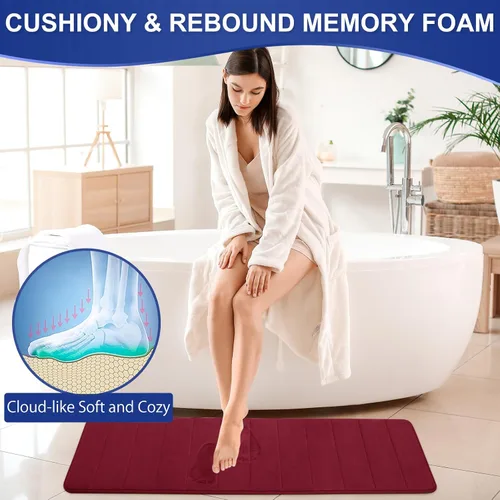 Miniatura 3 de Juego de 3 alfombras de baño de espuma viscoelástica, extragruesas, suaves, absorbentes, antideslizantes, mejoradas, lavables, alfombrilla