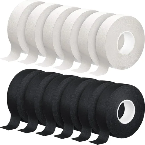 Miniatura 7 de Leelosp 6/12 Roll Hockey Tape Each 1 Inch x 63 ft Multipurpose Bat Cloth Tape Athletic Accessories Blade and Handle Hockey Stick Accessories for