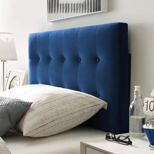 Miniatura 13 de Modway Emily - Cabecero de terciopelo con estilo capitoné para cama Queen, color azul claro