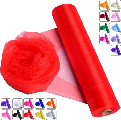 Miniatura 10 de Tela de Organza de Cristal Tul - 16" por 50 Yardas Tela Transparente para Decoración de Fiestas de Boda Despedida de Soltera Tutú Rollo de Malla