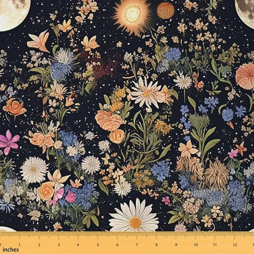 Miniatura 29 de Feelyou The Yard - Tela de flores Groovy de 2 yardas para niños, tela de tapicería floral retro para sillas para niños, niñas, adolescentes, flores