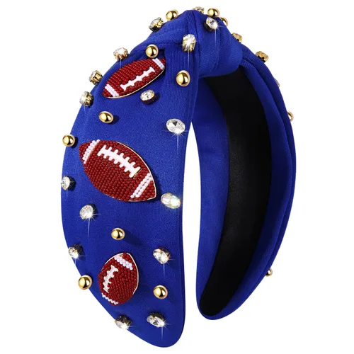 Miniatura 16 de Diadema de fútbol para mujer, accesorios de fútbol con cuentas de diamantes de imitación, diadema anudada con cristales adornados para el día