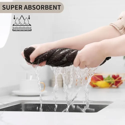 Miniatura 262 de Kitinjoy - Paños de cocina de 100 % algodón, tela de tejido gofrado, paño de limpieza ultrasuave, absorbente y de secado rápido. Beige