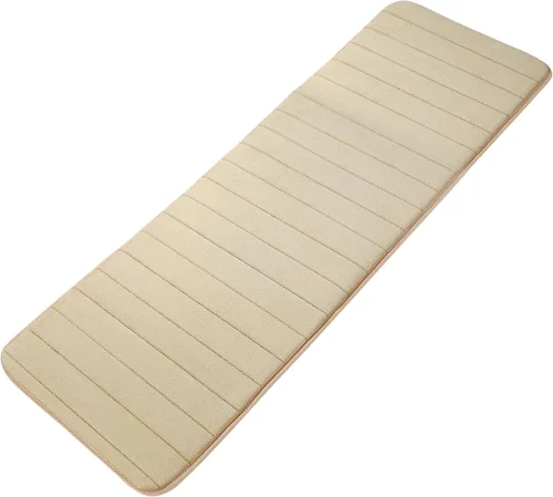 uxcell Alfombra de baño de espuma viscoelástica, tapete absorbente para la cocina, tapete suave y cómodo para suelos de cocina y baño, 63 x 24 Beige