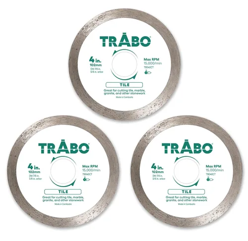 Miniatura 17 de Trabo Paquete de 3 hojas de unión de metal de diamante de borde continuo de 4.5 pulgadas para cortar granito, cerámica, porcelana, cuarzo y más, 3