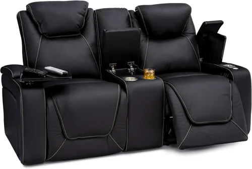 Seatcraft Vienna - Asientos reclinables de cine en casa, cuero de grano superior, reposacabezas eléctrico, soporte lumbar, carga USB, portavasos