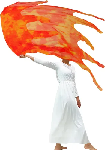 Miniatura 9 de Wuchieal Banderas de Adoración de Fuego Sagrado de Doble Capa, Bandera de Danza de Fuego Consumidor, Banderas de Danza de Alabanza de Iglesia