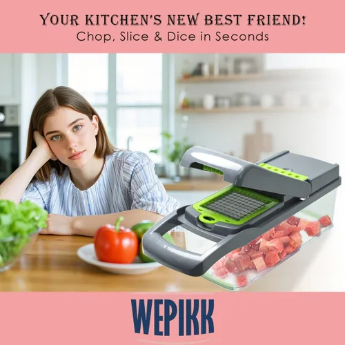 Miniatura 7 de Picador de verduras – Cuchillas de acero inoxidable resistentes al óxido para cortar, cortar en cubitos y picar sin esfuerzo – Base antideslizante