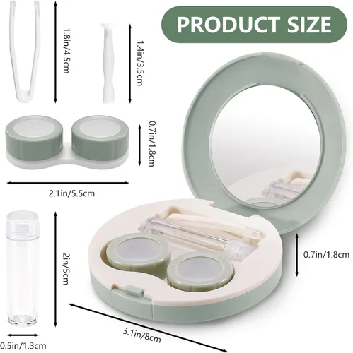 Miniatura 2 de Paquete de 2 fundas de viaje para lentes de contacto, estuche portátil de contacto ocular con espejo, herramienta de extracción, pinzas y botella