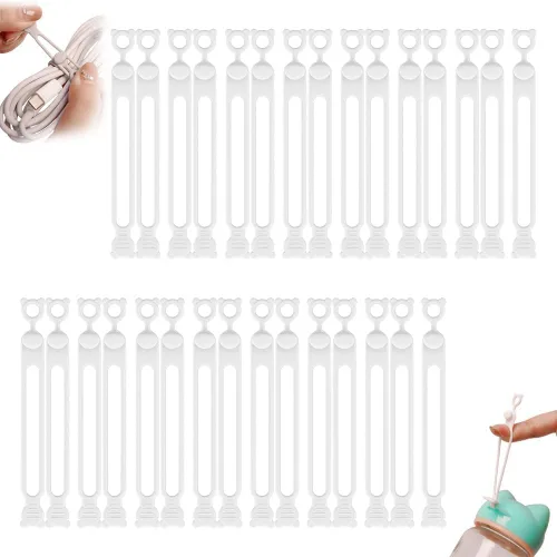 Miniatura 12 de Organizador de cables de datos, organizador de auriculares de silicona actualizado 2025, organizador de cables, bridas de cables de silicona