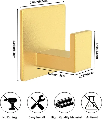 Miniatura 2 de HUFEEOH Ganchos adhesivos para toallas, ganchos de aluminio para toallas de baño, ganchos de pared para colgar, ganchos de pared adhesivos