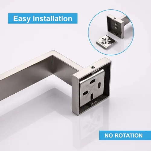 Miniatura 6 de TASTOS Toallero individual negro de 23.6 pulgadas, barra de toalla de baño de acero inoxidable SUS 304 resistente, toallero de cocina, soporte
