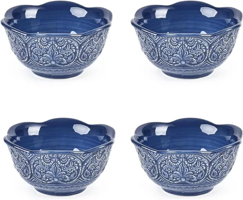 Miniatura 15 de Sungmor Vajilla fina de cerámica en relieve, porcelana de estilo barroco antiguo de 6 pulgadas, platos cuadrados para aperitivos, juego de 4, 4