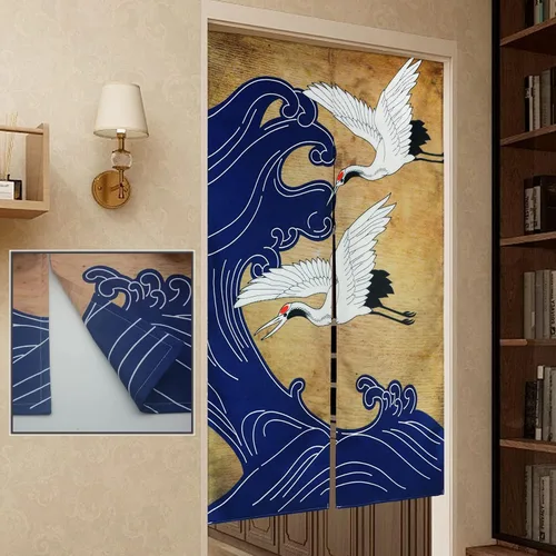 Miniatura 14 de LIGICKY Cortinas Noren estilo japonés para puerta, gruesas, largas, impresas, tapices colgantes para decoración del hogar, 33.5 x 47.2 pulgadas